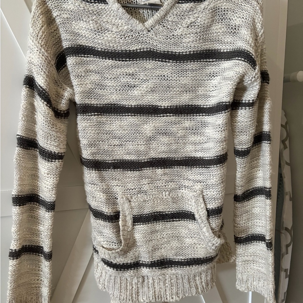 Cozy Striped V-Neck Sweater in Black and Cream
